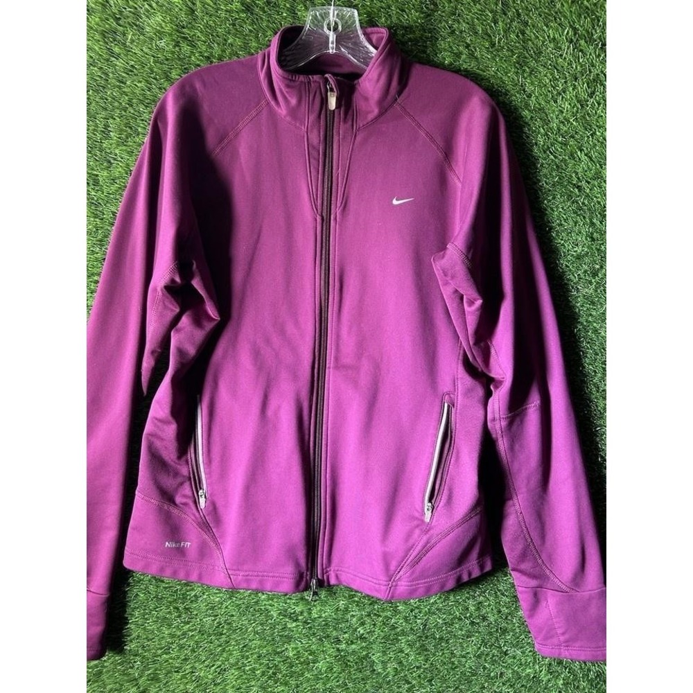 Nike Jacket Womens L Purple FIT Dry Full Zip Track Running Athletic Softshell‎